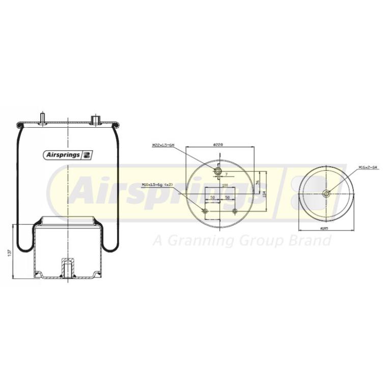 REAR SUSPENSION AIR SPRING WITH STEEL PISTON