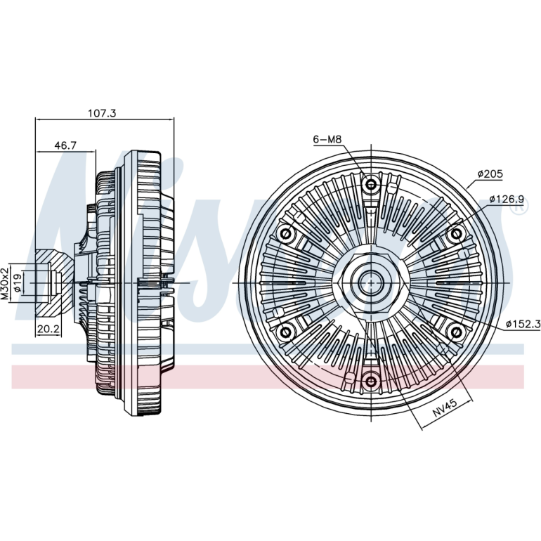 VISCOUS FAN CLUTCH HUB ONLY