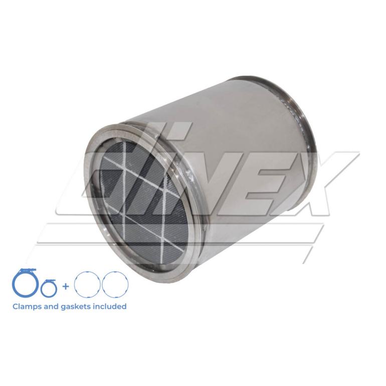 NEW UNIT DIESEL PARTICULATE FILTER WITH CLAMPS & GASKETS
