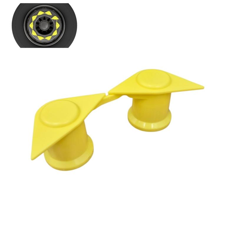 YELLOW DOUBLE POINT TWIN WHEEL NUT COVER INDICATOR 32MM
