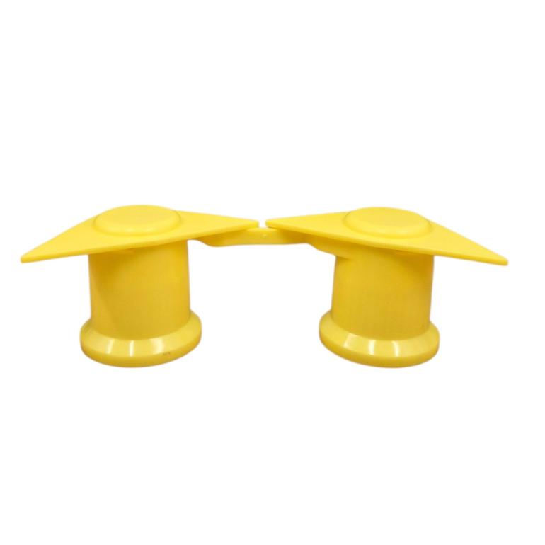YELLOW DOUBLE POINT TWIN WHEEL NUT COVER INDICATOR 33MM
