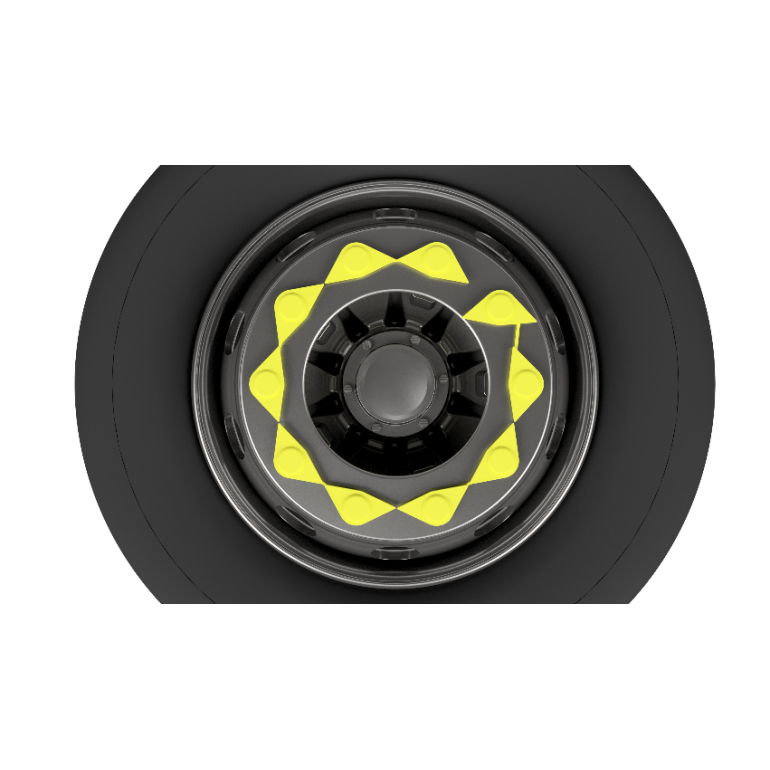 YELLOW DOUBLE POINT TWIN WHEEL NUT COVER INDICATORS 33MM (PKT 5)