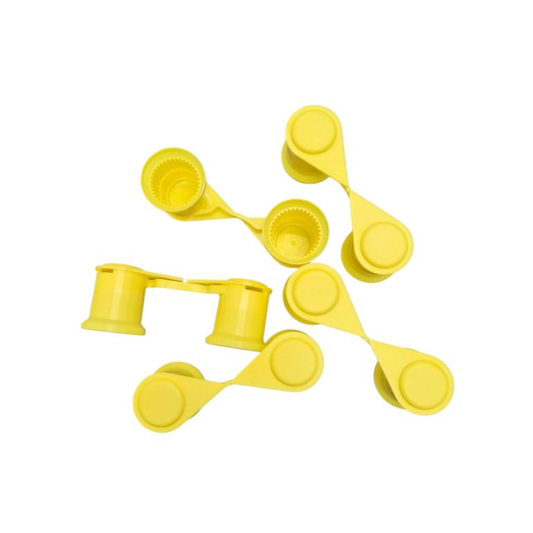 YELLOW SINGLE POINT TWIN WHEEL NUT COVER INDICATOR 32MM PKT 5