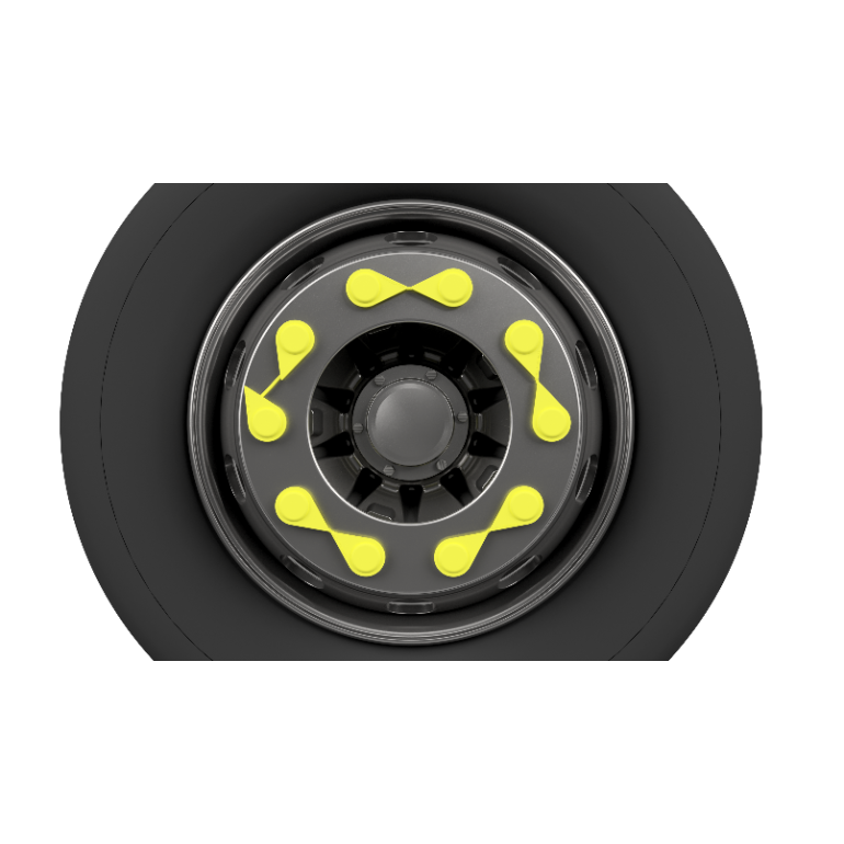 YELLOW SINGLE POINT TWIN WHEEL NUT COVER INDICATOR 33MM PKT 5