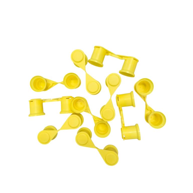 YELLOW SINGLE POINT TWIN WHEEL NUT COVER INDICATOR 33MM PKT 10