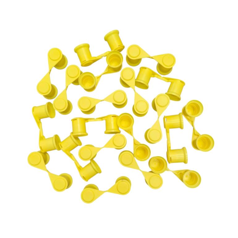 YELLOW SINGLE POINT TWIN WHEEL NUT COVER INDICATOR 32MM PKT 20
