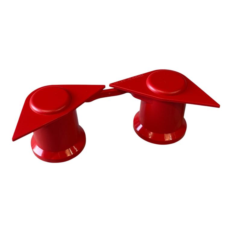 RED DOUBLE POINT TWIN WHEEL NUT COVER INDICATOR 32MM PKT 10