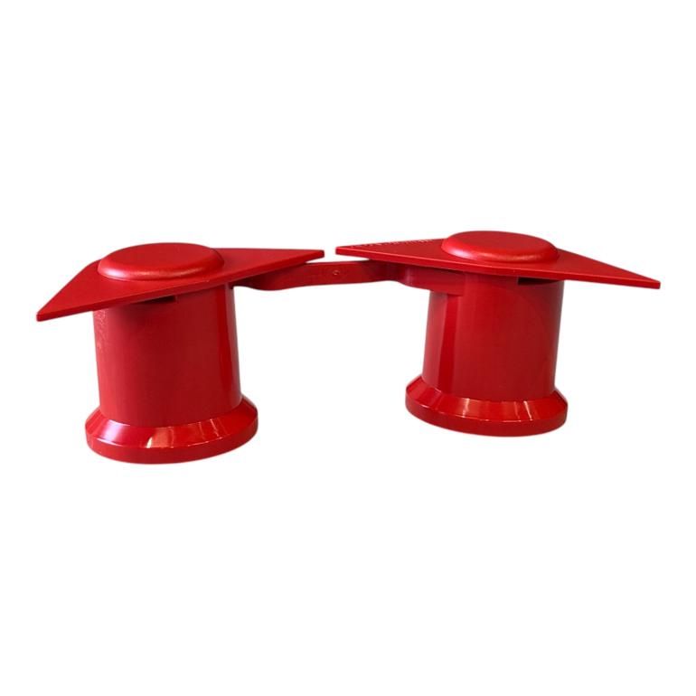 RED DOUBLE POINT TWIN WHEEL NUT COVER INDICATOR 33MM PKT 10