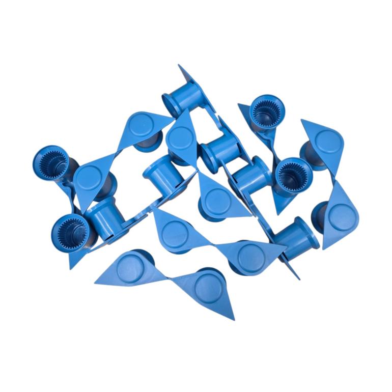 BLUE DOUBLE POINT TWIN WHEEL NUT COVER INDICATOR 33MM PKT 10