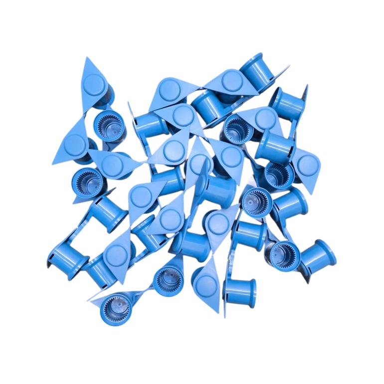 BLUE DOUBLE POINT TWIN WHEEL NUT COVER INDICATOR 33MM PKT 20