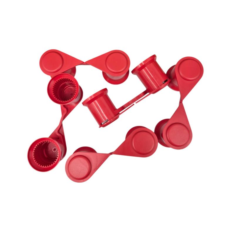 RED SINGLE POINT TWIN WHEEL NUT COVER INDICATOR 32MM PKT 5