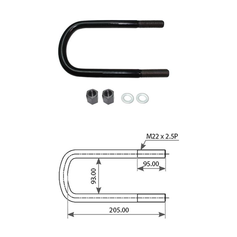 U-BOLT KIT 227x205MM M22x2.5 