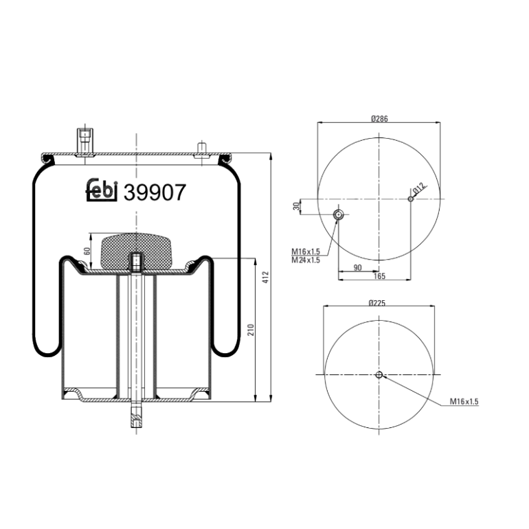 REAR SUSPENSION AIR SPRING WITH STEEL PISTON