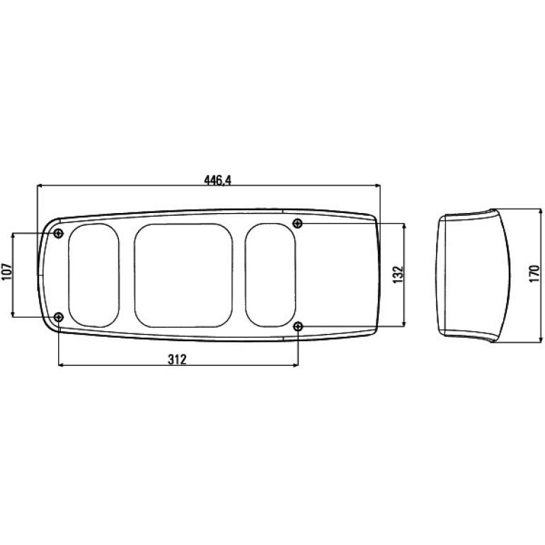 REAR BULB 'CARALUNA I TAIL LAMP WITH REVERSE PASSENGER SIDE LH