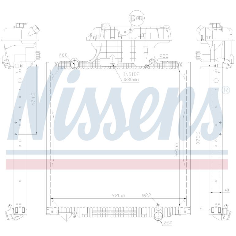 COOLANT RADIATOR WITH EXPANSION HEADER TANK
