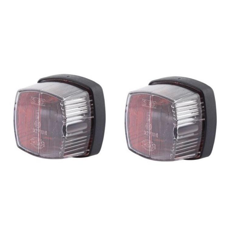 HELLA 883 RED WHITE CLEAR SQUARE SIDE MARKER LIGHT LAMP (PAIR)