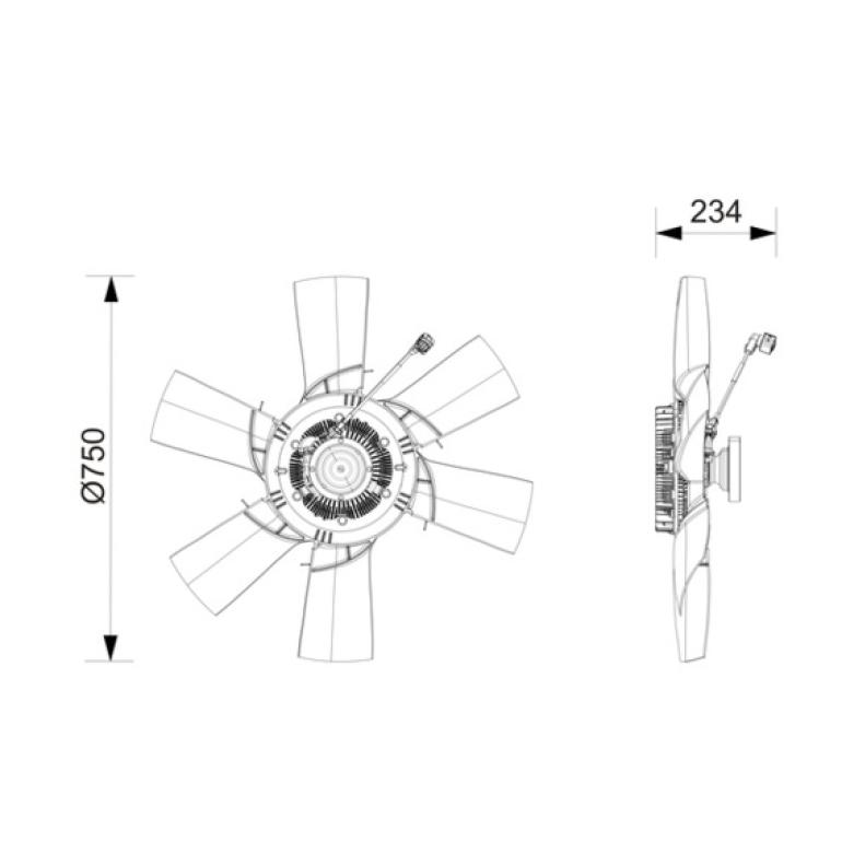 VISCOUS FAN CLUTCH HUB WITH BLADES