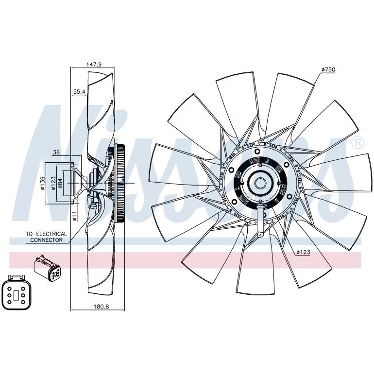 VISCOUS FAN CLUTCH HUB WITH BLADES