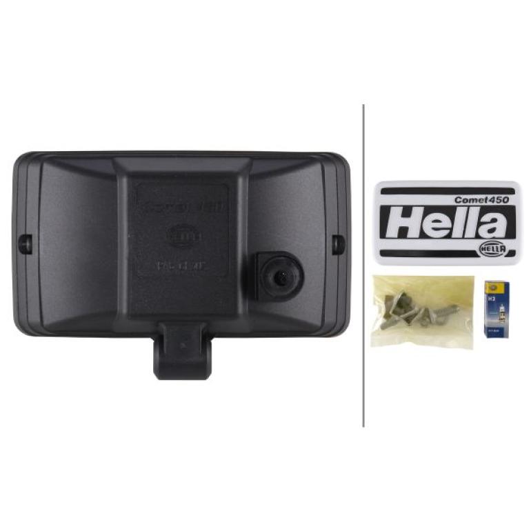 HELLA COMET 450 RECTANGULAR DRIVING LAMP & COVER (YELLOW) PAIR