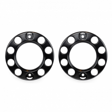 UNIVERSAL BLACK STEEL 22.5" WHEEL COVERS (HOLE) PAIR OF