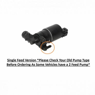 WINDSCREEN WASHER PUMP WITH SINGLE WASHER PIPE FEED