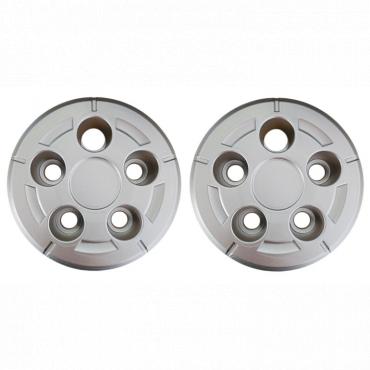 SILVER 5 HOLE WHEEL HUB TRIM COVERS (PAIR OF)