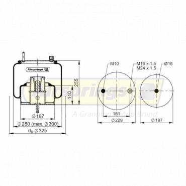 PUSHER AXLE SUSPENSION AIR SPRING WITH STEEL PISTON