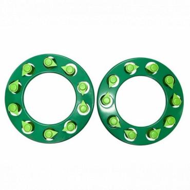 GREEN COATED WHEEL COVERS & WHEEL NUT INDICATORS