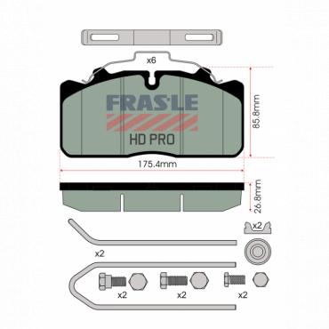 HEAVY DUTY BRAKE PAD AXLE SET WITH FITTING KIT