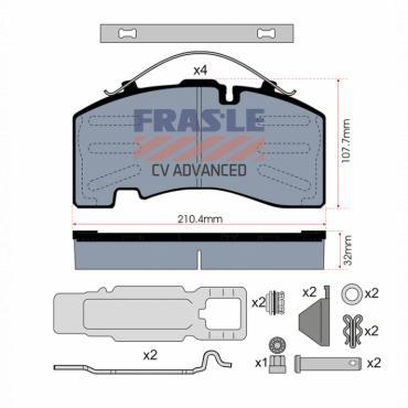 BRAKE PAD AXLE SET C/W FITTING KIT