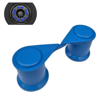 BLUE SINGLE POINT TWIN WHEEL NUT COVER INDICATOR 32MM