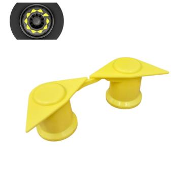 YELLOW DOUBLE POINT TWIN WHEEL NUT COVER INDICATOR 32MM