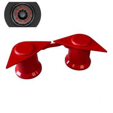 RED DOUBLE POINT TWIN WHEEL NUT COVER INDICATOR 33MM