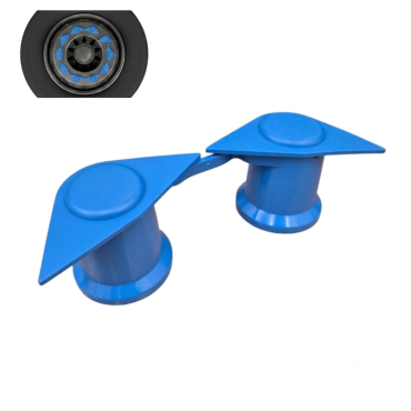 BLUE DOUBLE POINT TWIN WHEEL NUT COVER INDICATOR 33MM