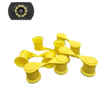 YELLOW SINGLE POINT TWIN WHEEL NUT COVER INDICATOR 33MM PKT 5