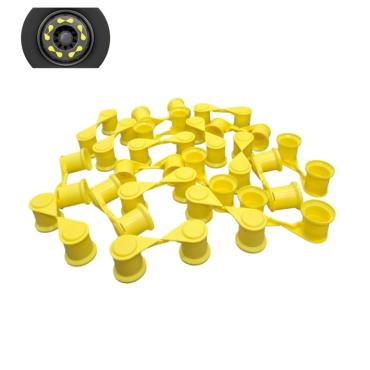 YELLOW SINGLE POINT TWIN WHEEL NUT COVER INDICATOR 33MM PKT 20