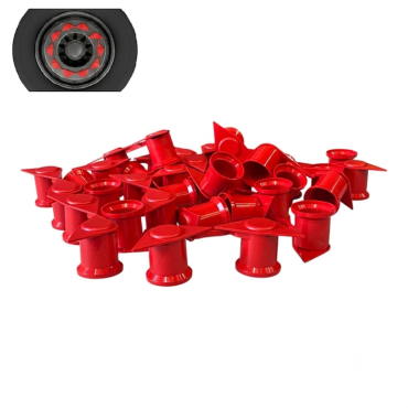 RED DOUBLE POINT TWIN WHEEL NUT COVER INDICATOR 33MM PKT 20