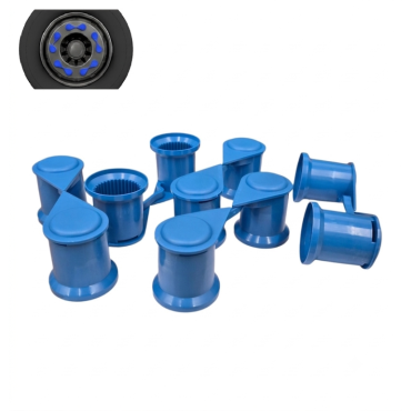 BLUE SINGLE POINT TWIN WHEEL NUT COVER INDICATOR 32MM PKT 5