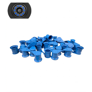 BLUE SINGLE POINT TWIN WHEEL NUT COVER INDICATOR 32MM PKT 20