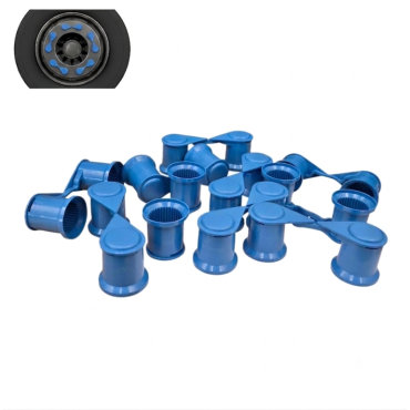BLUE SINGLE POINT TWIN WHEEL NUT COVER INDICATOR 33MM PKT 10