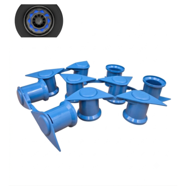 BLUE DOUBLE POINT TWIN WHEEL NUT COVER INDICATOR 32MM PKT 5