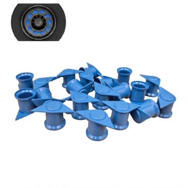BLUE DOUBLE POINT TWIN WHEEL NUT COVER INDICATOR 32MM PKT 10