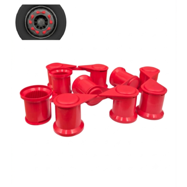 RED SINGLE POINT TWIN WHEEL NUT COVER INDICATOR 32MM PKT 5