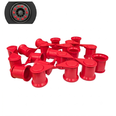 RED SINGLE POINT TWIN WHEEL NUT COVER INDICATOR 32MM PKT 10