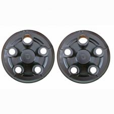SILVER 5 HOLE WHEEL HUB TRIM COVERS (PAIR OF)