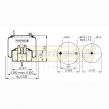 PUSHER AXLE SUSPENSION AIR SPRING WITH STEEL PISTON