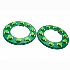 GREEN COATED WHEEL COVERS & WHEEL NUT INDICATORS