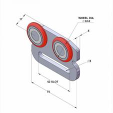 RED CURTAINSIDER ROLLER 32X17MM