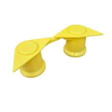 YELLOW DOUBLE POINT TWIN WHEEL NUT COVER INDICATORS 32MM (PKT 5)