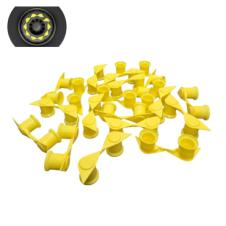 YELLOW DOUBLE POINT TWIN WHEEL NUT COVER INDICATORS 32MM (PKT 20)